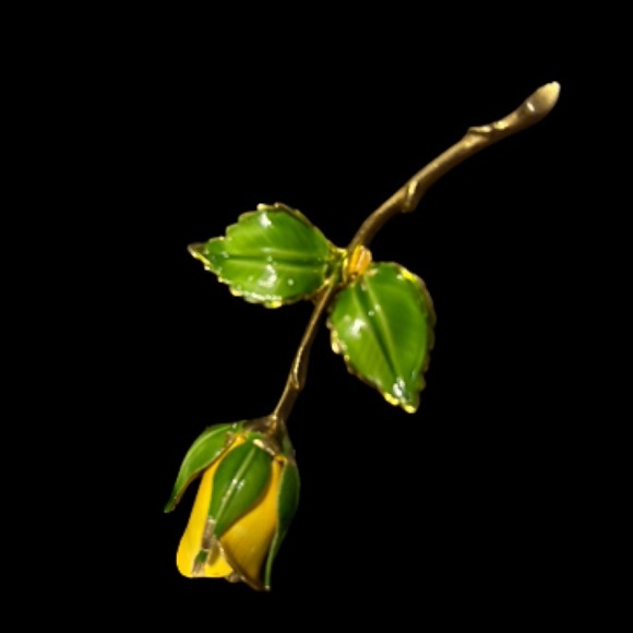 Vintage Giovanni Yellow Rose Brooch Gold-tone - Picture 9 of 9